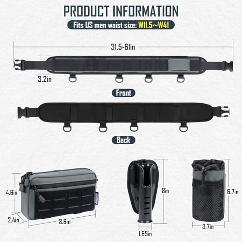 Cinturón de pesca con soporte para caña y mochila de cintura – Cinturón ajustable con bolsa desmontable para aparejos de pesca miniatura 6