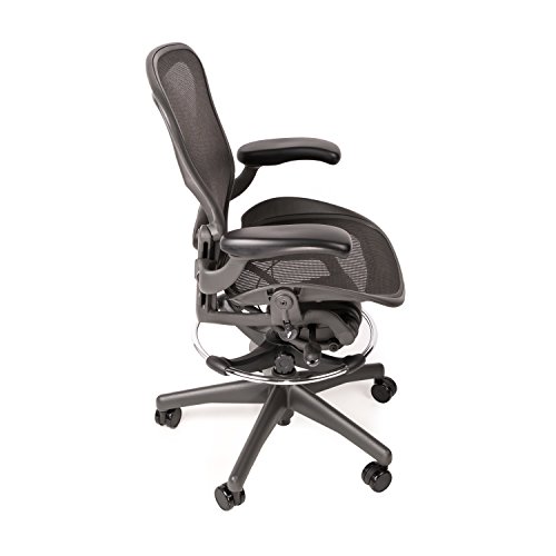 Herman Miller Aeron Drafting Stool Size B with After Market Drafting Ring, Aluminum - Thumbnail 6