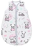 TupTam Baby Schlafsack Wattiert ohne Ärmel, Farbe: Pandas mit Regenschirm, Größe: 62-74