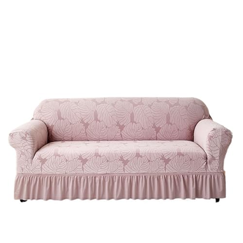 Fundas elásticas for sofá en Forma de L, Funda esquinero con Falda, Fundas Antideslizantes Protector de Muebles(Pink,3 Seater 190-230cm)