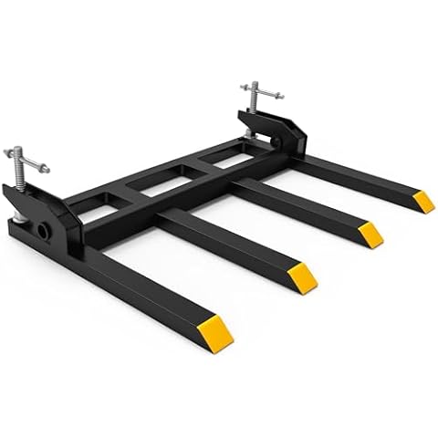 YITAMOTOR Clamp on Debris Forks to 48" Bucket, Heavy Duty Pallet Fork 2500 lbs Capacity Fit for Loader Bucket Skidsteer Tractor Cover