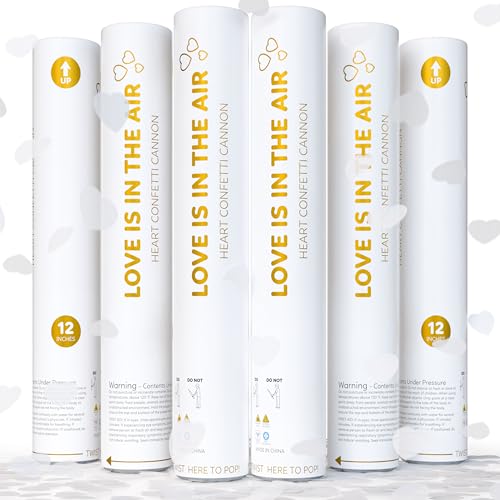 White Biodegradable Heart Confetti Poppers Confetti Cannon | 6 Pack