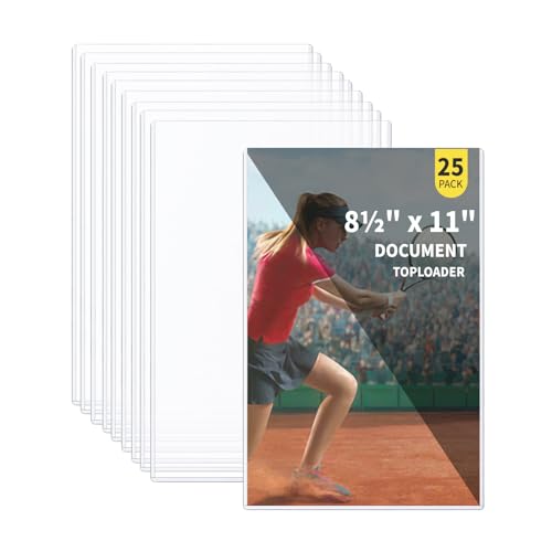 Image of 25-Pack 8.5 x 11 Inch Document-Toploaders - Premium Document Topload Holders, Crystal Clear Document Top loaders, Hard Plastic Page Sheet Protectors for Photos, Prints, Menu Covers and Work Papers