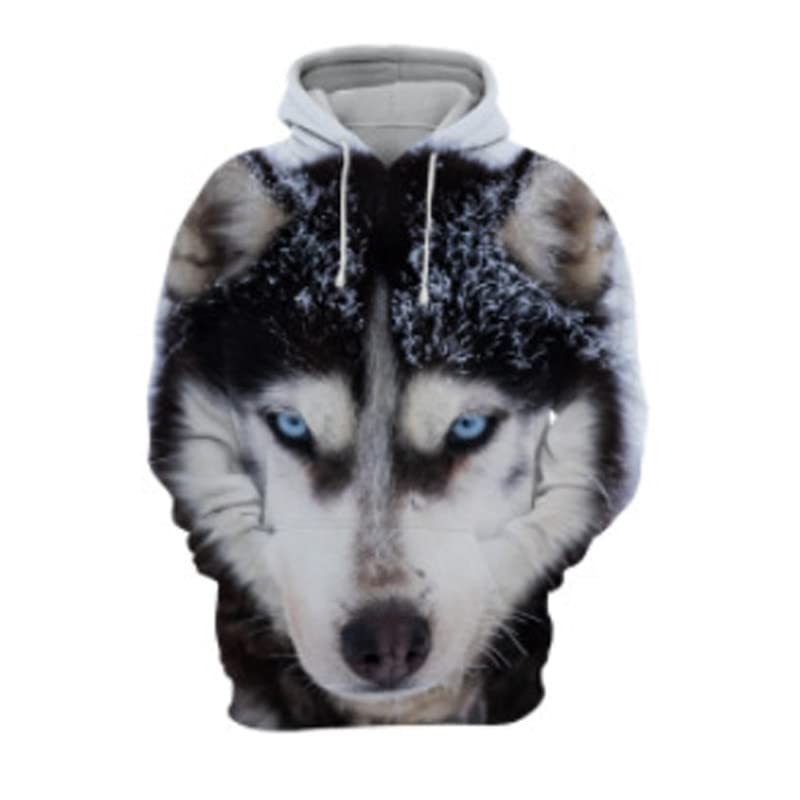 Pull à capuche pour homme avec motif chien Husky marron taille XL coupe confort