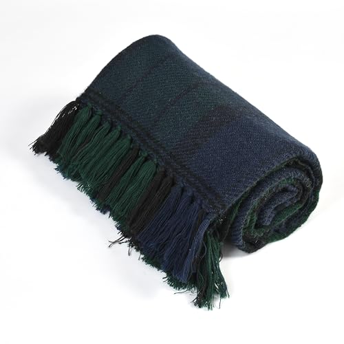 Image of Acrylic Soft Handloom Throw - 125x150 cm (50x60 inches) | Ultra Soft Warm Sofa Throw Blanket with Tassels | Checked Pattern Decorative Couch & Bed Throw