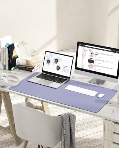 Image of YSAGi Non-Slip Desk Pad,Mouse Pad,Waterproof PVC Leather Desk Table Protector,Ultra Thin Large Desk Blotter, Easy Clean Laptop Desk Writing Mat for Office Work /Home /Decor(Lavender, 35.4 inch x 17 inch)