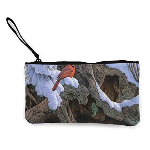 Preisvergleich Produktbild Gpedadf13 Unisex Winter Kardinal Vögel 5 Reißverschluss Leinwand Geldbörse Geldbörse, Schminktasche