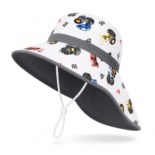 Image of VRITRAZ Sun Protection UPF50+ Bucket Hat Toddler Summer Beach Play Hats with Neck Flap for Girl, Boy, Kids Summer Hat, Bucket Hat for Kids Ages 3-10 Years