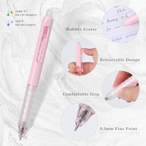 Temiary 8Pcs Retractable Erasable Gel Pens miniatura 4