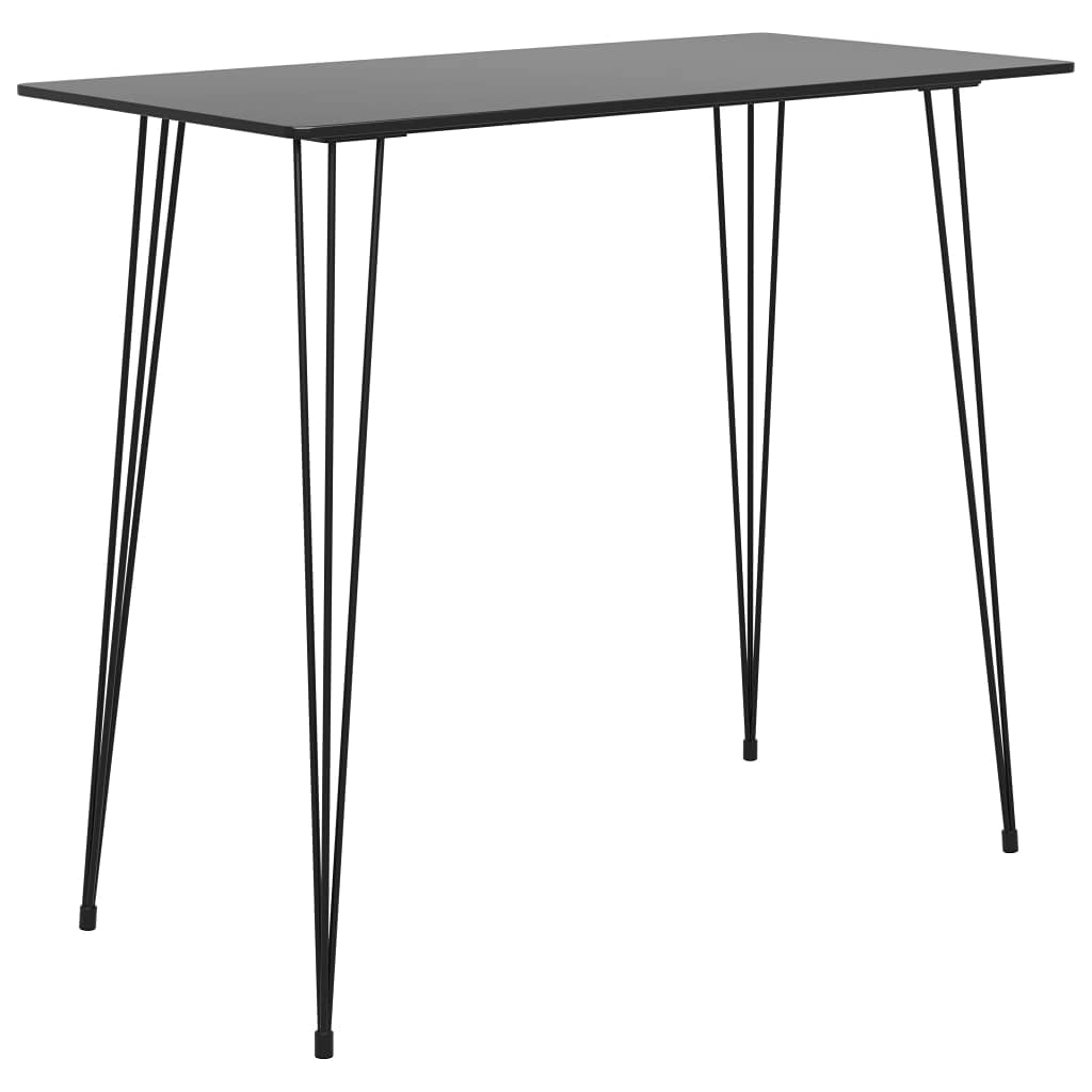 Stehtisch Schwarz 120x60x105 cm MDF Tischplatte mit Metallbeinen, Thekentisch für Küche und Essbereich, pflegeleichter Bartisch mit feuchtem Tuch reinigbar, einfacher Aufbau