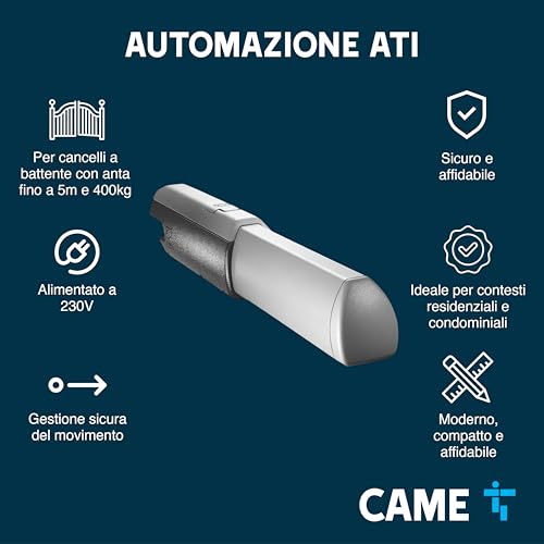 Came Motoriduttore Ati 230V Irreversibile Per Cancelli Battenti Con Anta Fino A 5M E 400Kg Con Micro Di Finecorsa Di Apertura Per Movimenti Sicuri Ideale Per Uso Residenziale E Condominiale - 2