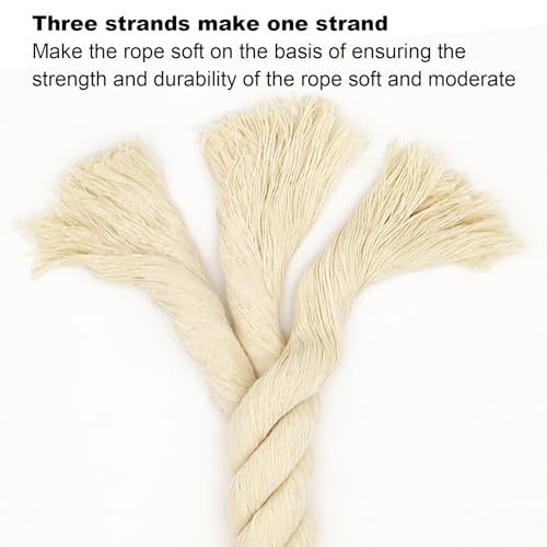 FOSER Corda de Algodão, Cordão de Algodão Preto, Cordão de Macramê Torcido de 3 Fios (Bege, 6 Mm X 1