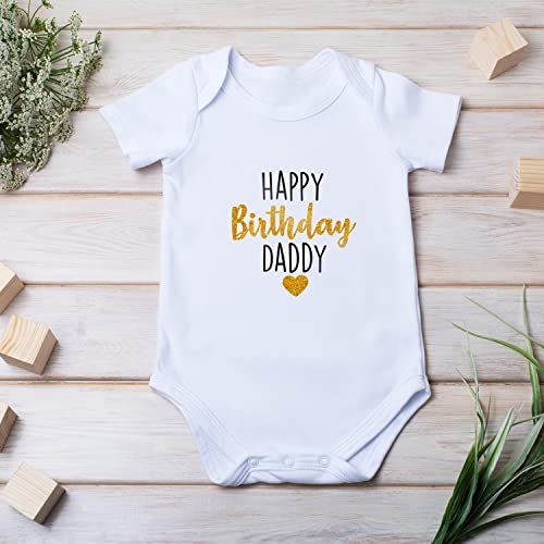 Printique Onesie Organic Baby One Piece Short Sleeve Bodysuit, 0-12 Months - Happy Birthday Daddy (Gold, 3-6 Months) #TOP2