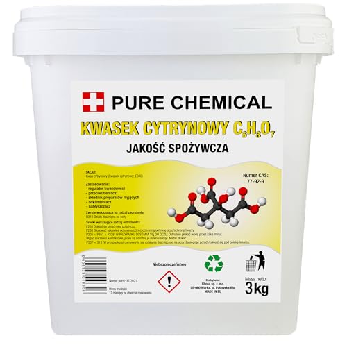 CHOSA Zitronensäure Pulver 3kg - 100% Reines -vielseitiger Entkalker & Haushaltsreiniger -ideal zum Putzen, Entkalken & Kochen