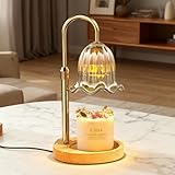 MoKasi Crystal Candle Warmer Lamp with Timer & Dimmable Light, Wall Mount Option，Adjustable Height Wax Melt Warmer for Jar Candles – Amber Gold | New Upgraded Home Decor Gift for Women/Mom/Birthday