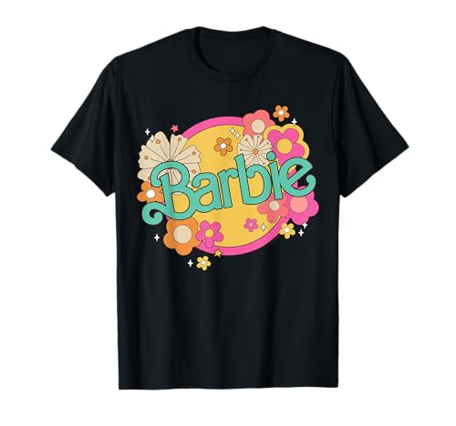 Barbie Retro Logo with Flowers T-Shirt