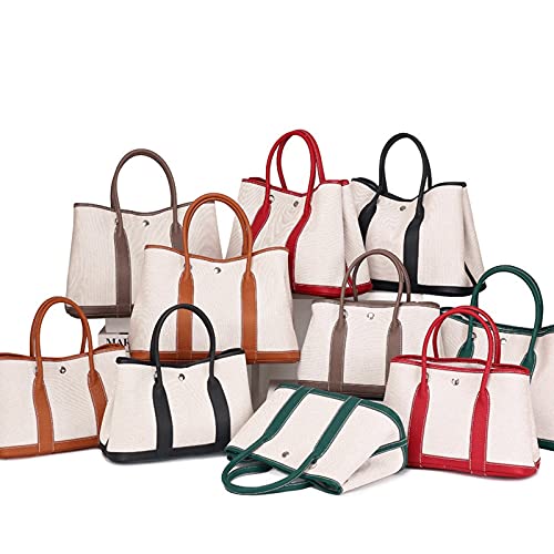 Women's Handbags Women's Bags Luxury First Layer Cowhide with Canvas Shoulder Ladies Messenger Bag Leather Handbags Handbag Garden Bag(A,Medium)3