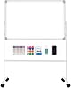Whiteboard with Stand 120 x 90 cm Double-Sided Magnetic Aluminium Frame Mobile Whiteboard with Pens Sponges Board Eraser Magnetic Writeable Movable Easy to Wipe Clean