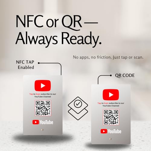 Image of YouTube Standee with NFC & QR Code | Acrylic Standee for Channel or Video Access | Configure via Dashboard | Contactless Counter Display
