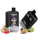 Waspe 電子タバコ 使い捨て 40000回吸引可能 36mlの大容量 持ち運び vape ベイプ LEDディスプレイ 爆煙 650mAhバッテリー Type-C充電 禁煙パイポ 濃厚フレーバー ニコチンなし タール無し (40000回 吸引, ストロベリーチェリー＆キウイパッションフルーツグアバ)