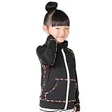 [HEAZEL] ラッシュガード UVカット 接触冷感 フードなし キッズ スタンドカラー ジップ 子供 学校 長袖 UVカット UPF50+ ブラックレインボー 150サイズ