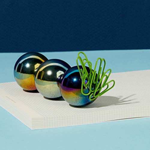 Speks Super Oilslick Set of 3 (33mm) Magnetic Balls - Sculptural Fun Stress Relief Desk Toy and Base for Adults