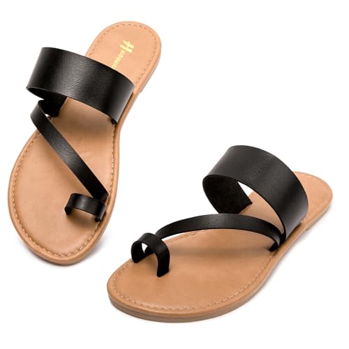 Image of Huayuanwell Women's Slide Sandals Slip On Flat Sandals Flip Flop Thong Sandals Casual Summer Sandals