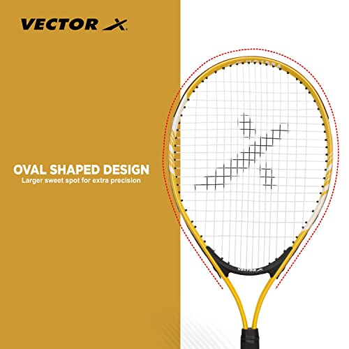 Image of Vector X Vxt 520 21 inches with Full Cover Strung Tennis Racquet (Red,White) (Yellow)