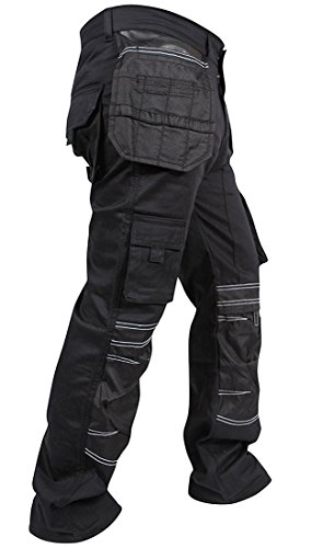 Newfacelook Mens Work Pants Construction Reliable Utility Work Heavy Duty Workwear Trousers Durable Carpenter Pants For Men Black #TOP2