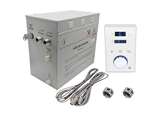 Superior Steam Shower Generator DeLuxe | Self Draining Steam Shower Kit | 12kW Touch Control in White | Aromatherapy Steam Head | Programmable temperature & time DeLuxe control for Perfect Steam