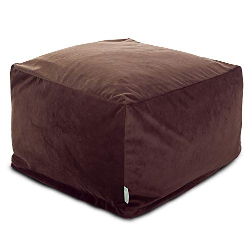Majestic Home Goods Faux Suede Ottoman, Large, Dark Brown