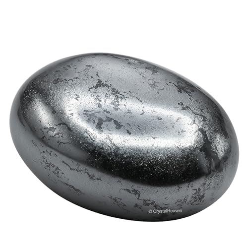 Image of Crystal Heaven Certified Hematite Crystal Palm Pebbles Stones For Anxiety Stress Relief Massage - Aaa Grade Original Healing Gemstone Agate Palm Stone For Yoga Meditation Spiritual Reiki Feng Shui