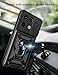 CSmall for Xiaomi Redmi Note 13 Pro 4G Case with Slide Camera Lens Cover, Military Grade Shockproof Protection Cover with Ring Kickstand Case for Redmi Note 13 Pro 4G /Poco M6 Pro SJ Black