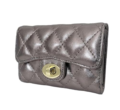 PEONY SUPREME Carteira de couro acolchoada de luxo com porta-cartões de crédito, carteira pequena, carteira compacta, porta-moedas, porta-cartões de visita, presente para mulheres, presente para