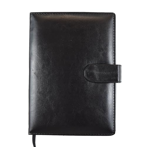 Image of Cubic A5 Foambound Leather Notebook Black | 160 Pages | Soft Cover | Button Closure | Premium Journal for Office, School, Notes, Journaling | Elegant, Durable & Compact Design