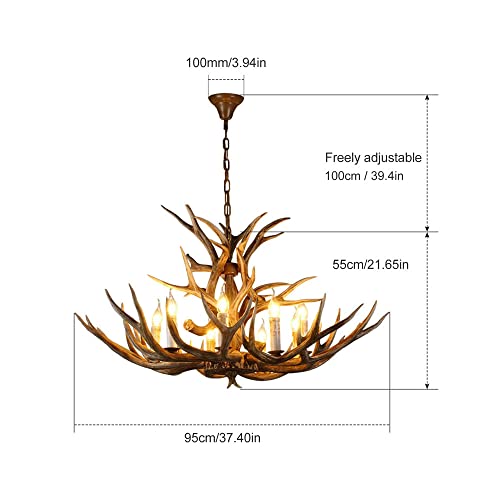 Nwiass Antlers Chandelier 8 Light Double Layer, Resin Deer Antler Chandelier Lighting Vintage Antler Light Fixtures, Farmhouse Large Antler Chandeliers For Dining Room Kitchen Living Room Store #TOP6