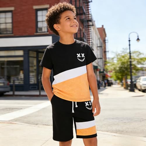 Image of Boys Clothes 2 Piece Size 6-13Y Short Sleeve T-Shirt & Shorts Set Casual Kids Boys Spring Summer Outfits