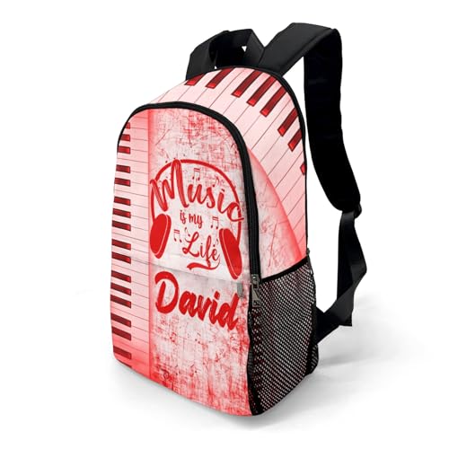 Personalized School Bags Love Music Piano Backpack Custom Name Daypack Book Bag for Camping Sports Present Red2