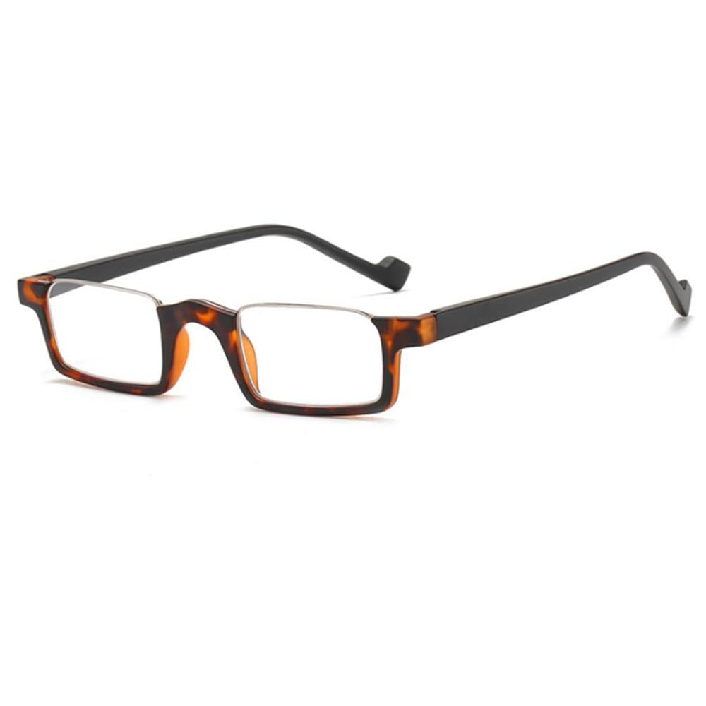 Cokyis Unisex Tortoiseshell Fashion Half Rim Reading Glasses Half Moon Presbyopic Glasses For Women Men Square Frame Computer Readers Hd Readers (Color : Size : +2.50)