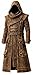 Herren Trenchcoat aus braunem Leder mit Kapuze – Gothic-Stil, Gaming, Halloween, Cosplay-Kostüm, Braun – echtes Leder, L
