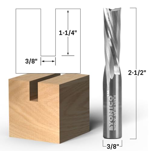 Image of YONICO Downcut Router Bits Spiral 2 Flute Solid Carbide CNC Low Helix End Mill 3 /8-Inch Dia. 3 /8-Inch Shank 36250-SC