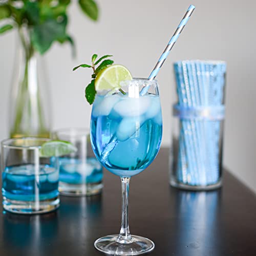 Pitillos desechables de papel azul y plateado 100 unidades miniatura 3
