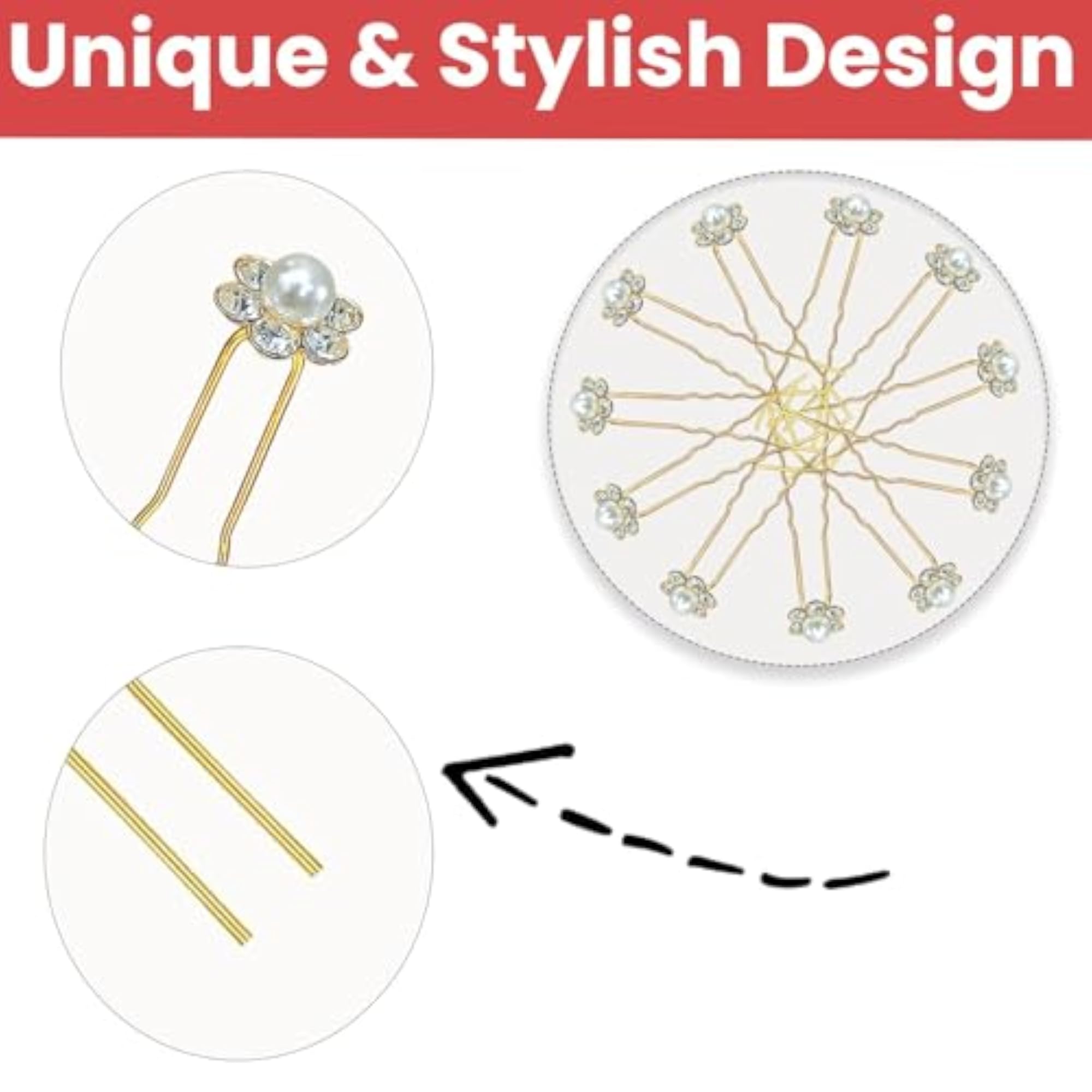 Pearl Bead U Pins Hair Accessories for Women, Bridal Styling