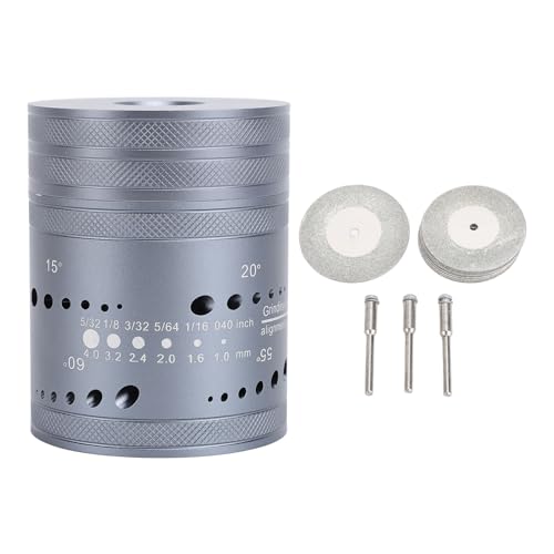 YUMILI Afilador Electrodos de Tungsteno, Amoladora de Electrodos, Rectificadora TIG Electrodos Tungsteno, 6 Tamaños, 8 Ángulos, 48 ​​Orificios con Ranuras Corte, Herramienta Amolado para Soldadura TIG