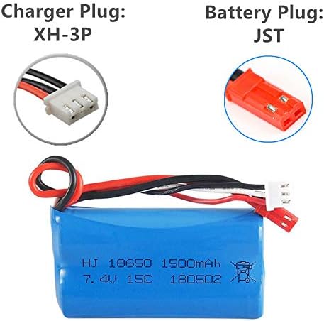 Miniatura 3 de 7.4 V 1500 mAh batería de iones de litio JST enchufe para HUANQI HQ957 948 848 MJX F45 T23 RC coche doble caballo 9118 RC helicóptero paquete de 2