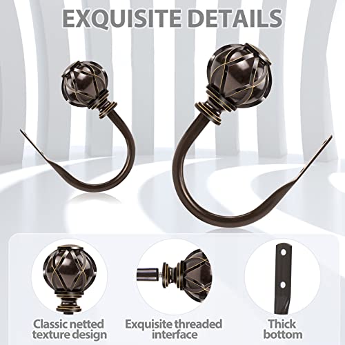 Kamanina Decorative Curtain Drapery Holdbacks, Netted Texture Finials, Antique Bronze(1 Pair/2 Pack), Small #TOP4