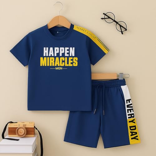 Image of Kidbea Kids Cotton T-Shirt and Shorts Set | Soft Breathable Co-Ord Outfit for Boys | Trendy & Stylish Summer Wear | Boys Clothing Set
