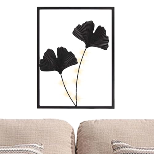 Décoration murale d'art en métal LED chic avec cadre noir