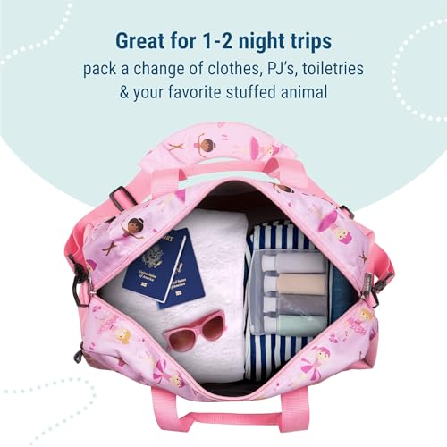Image of Wildkin Kids Overnighter Duffel Bag - Carry-On Travel Bag for School & Sleepovers, Lightweight, Durable, Boys & Girls Ages 4-15 - Ballerina
