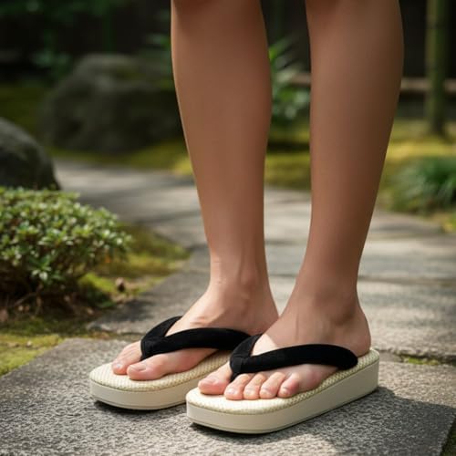 Pantuflas japonesas geta con suela de madera antideslizante para adultos 7